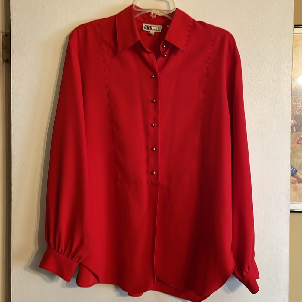 Russ Red Long Sleeve Long Shirt Shacket